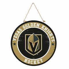 Vegas Golden Knights Round Door Décor with Hanging Rope, 18x18 - NHL Home