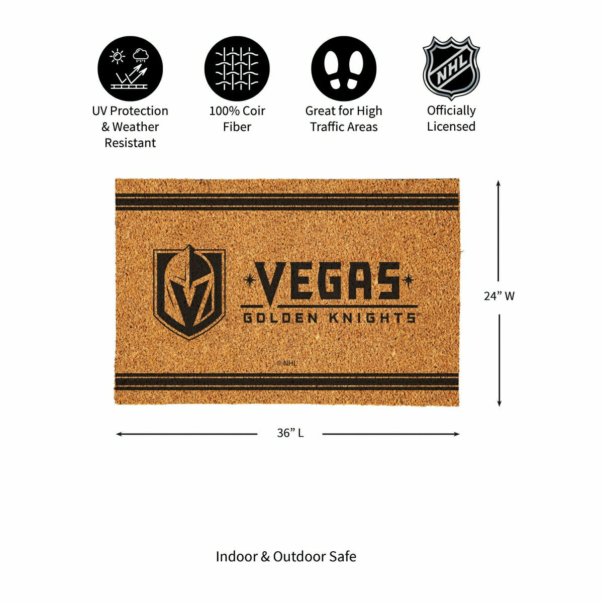Las Vegas Golden Knights Large One Color Coir Mat, 36"x24" - NHL