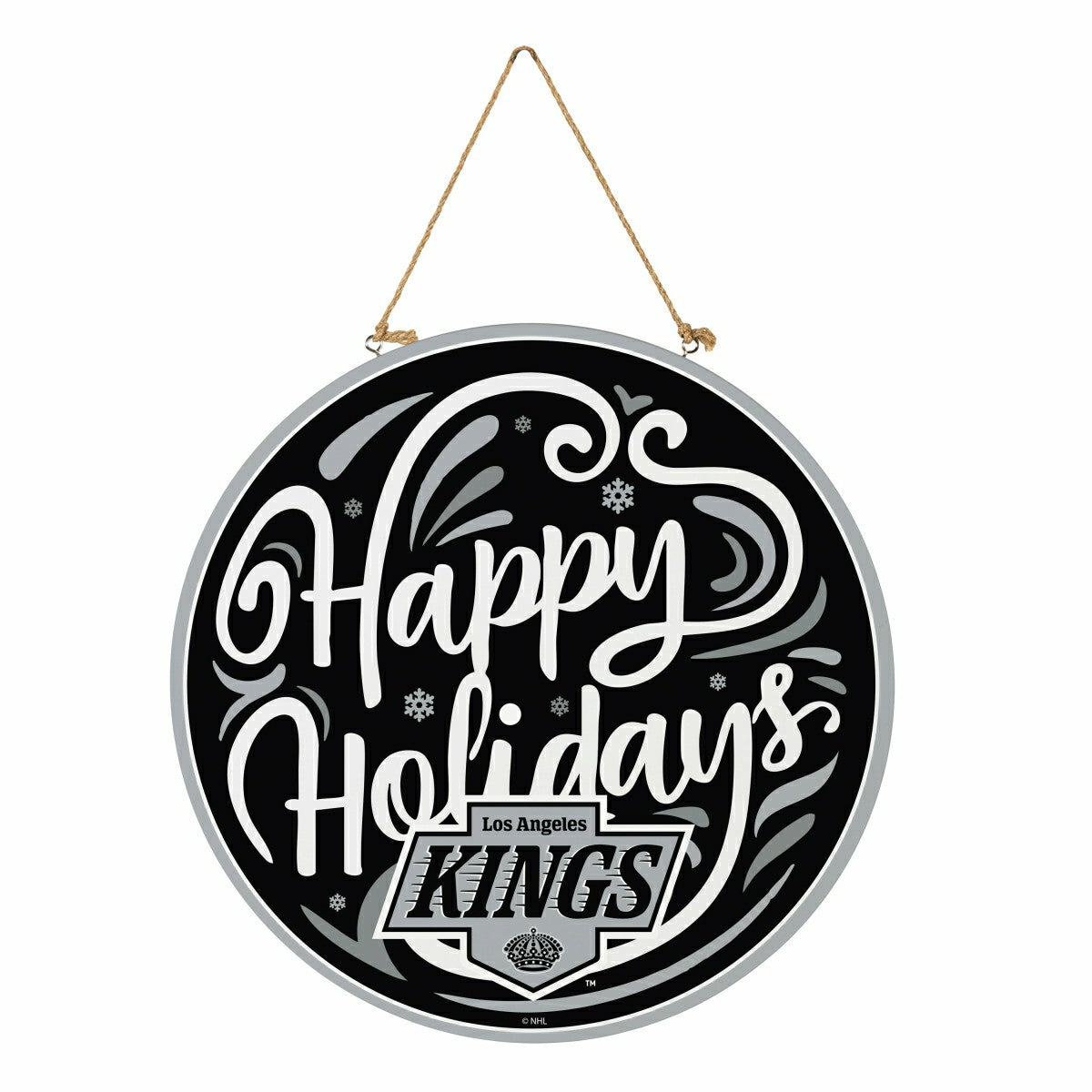 Los Angeles Kings Holiday Round Door Décor with Hanging Rope, 18x18 - NHL Home