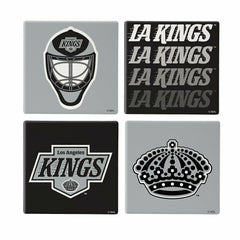 Los Angeles Kings Ceramic Coasters Set, 4pcs with Wood Caddy - NHL Home