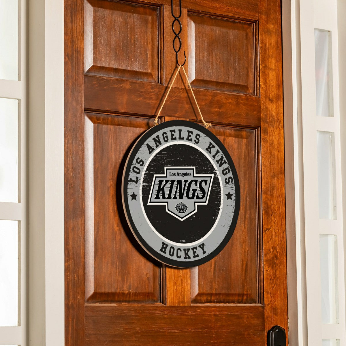Los Angeles Kings Round Door Décor with Hanging Rope, 18x18 - NHL Home