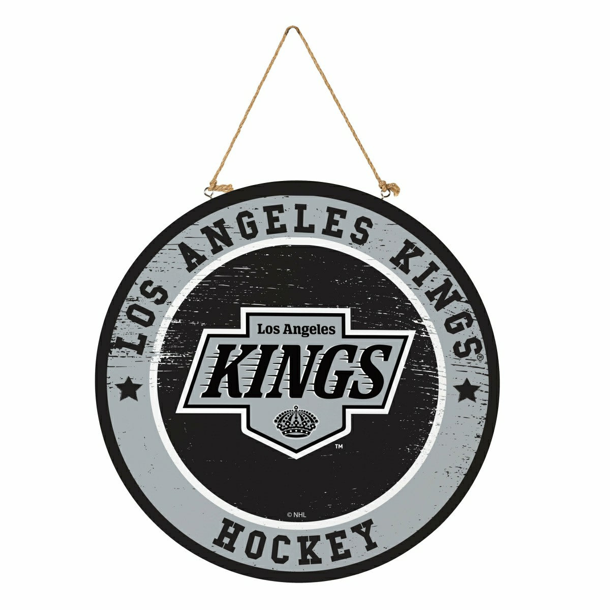Los Angeles Kings Round Door Décor with Hanging Rope, 18x18 - NHL Home