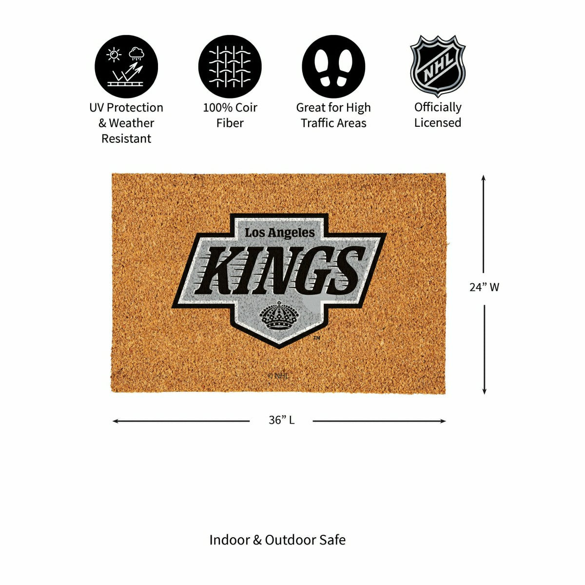 Los Angeles Kings Large Full Color Coir Mat, 36"x24" - NHL