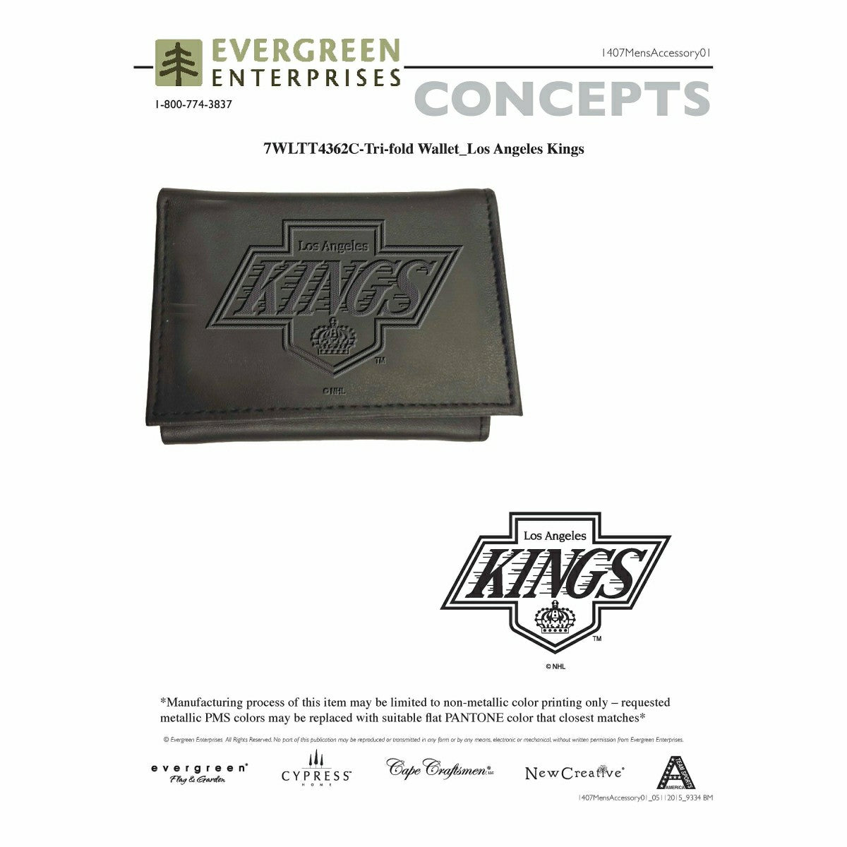 Los Angeles Kings, Tri-Fold Wallet, Black - NHL Home