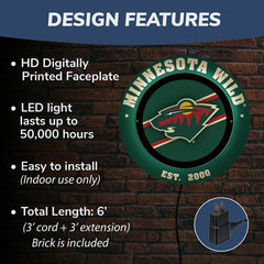 Minnesota Wild, Metal Lite, Round - NHL