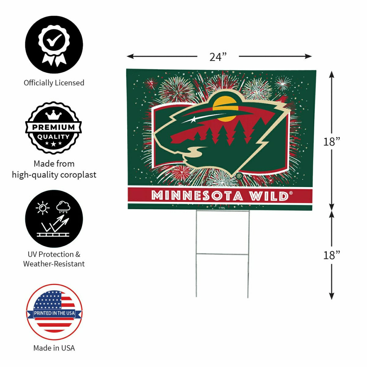 Minnesota Wild Yard Sign, Patriotic - NHL Home