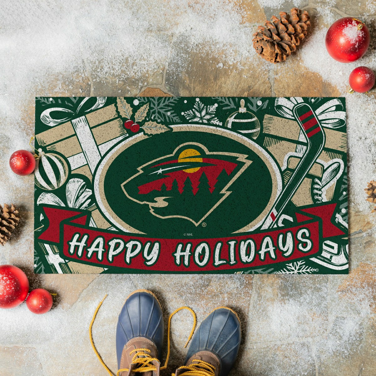 Minnesota Wild Holiday PVC Mat, 28"x16" - NHL