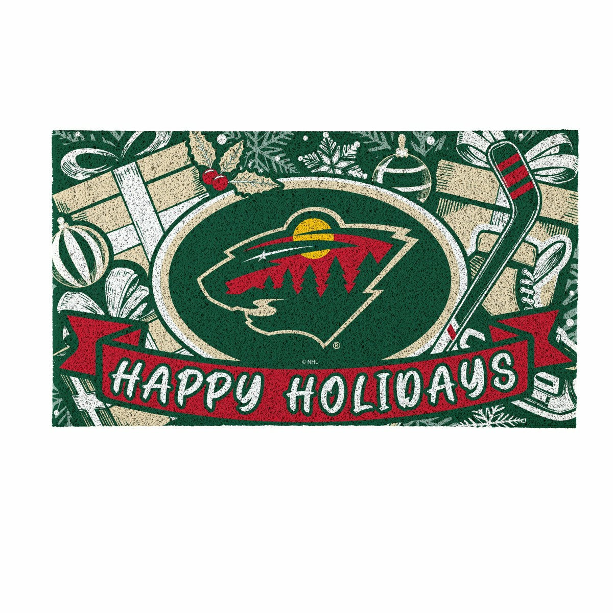 Minnesota Wild Holiday PVC Mat, 28"x16" - NHL