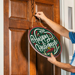 Minnesota Wild Holiday Round Door Décor with Hanging Rope, 18x18 - NHL Home