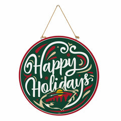 Minnesota Wild Holiday Round Door Décor with Hanging Rope, 18x18 - NHL Home