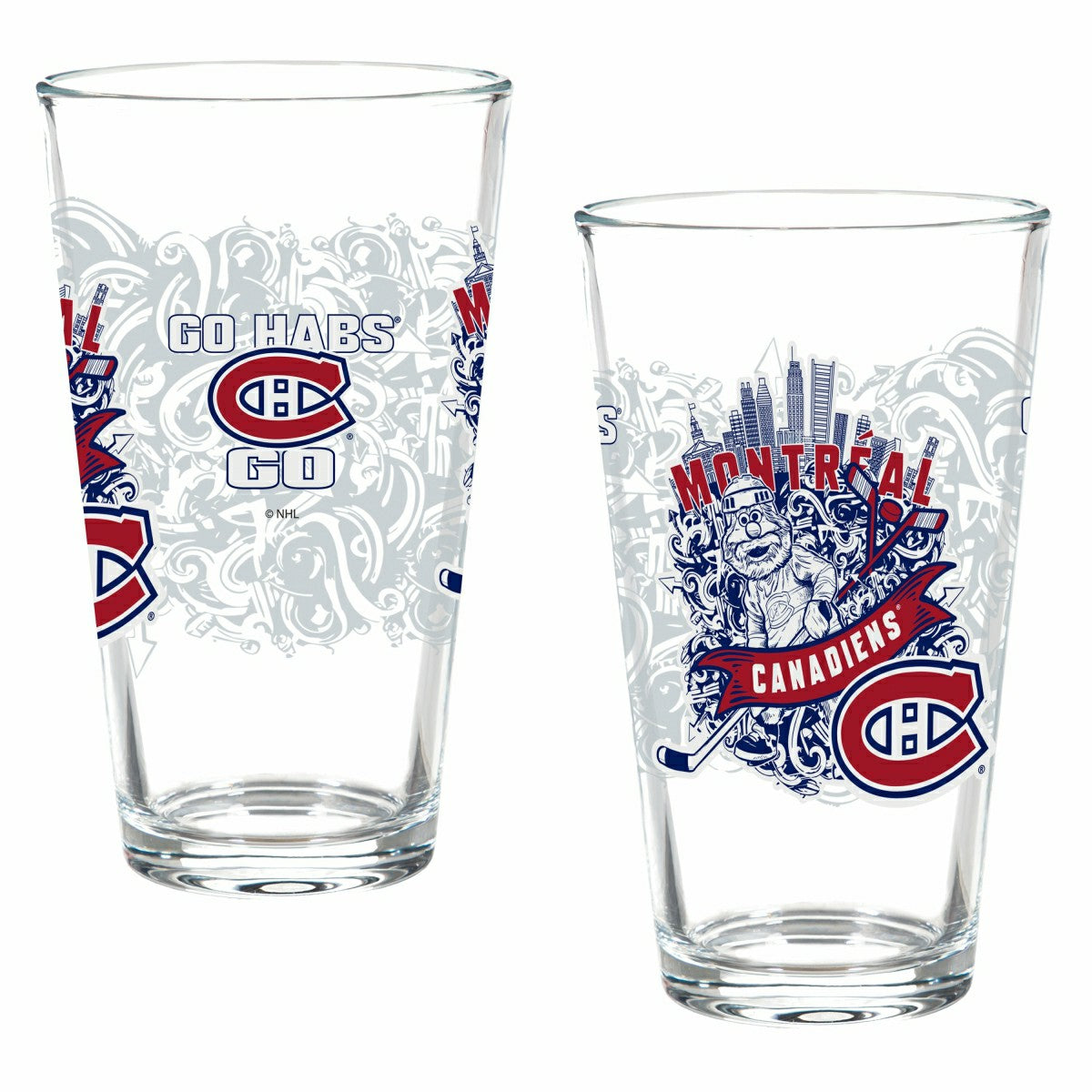 Montreal Canadiens 16oz Glass pint, Set of 2 - NHL Home