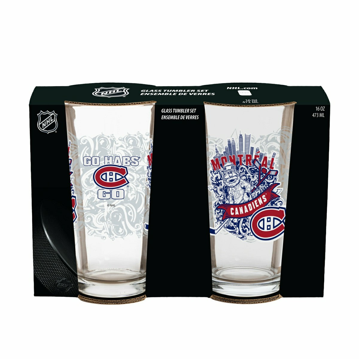 Montreal Canadiens 16oz Glass pint, Set of 2 - NHL Home