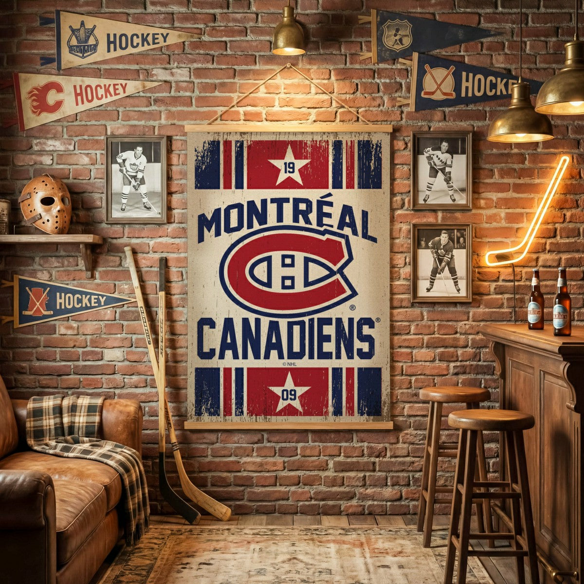 Montreal Canadiens, Canvas Wall Tapestry, Large, 54x36 - NHL Home