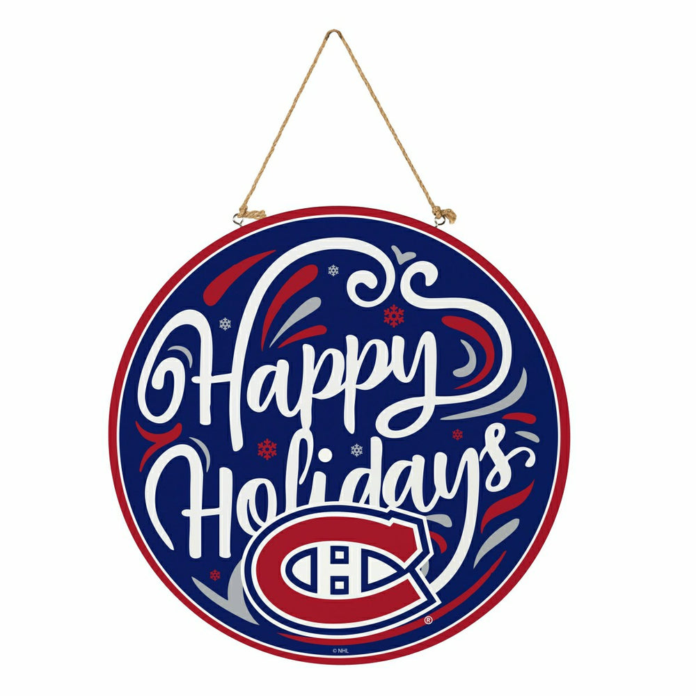 Montreal Canadiens Holiday Round Door Décor with Hanging Rope, 18x18 - NHL Home