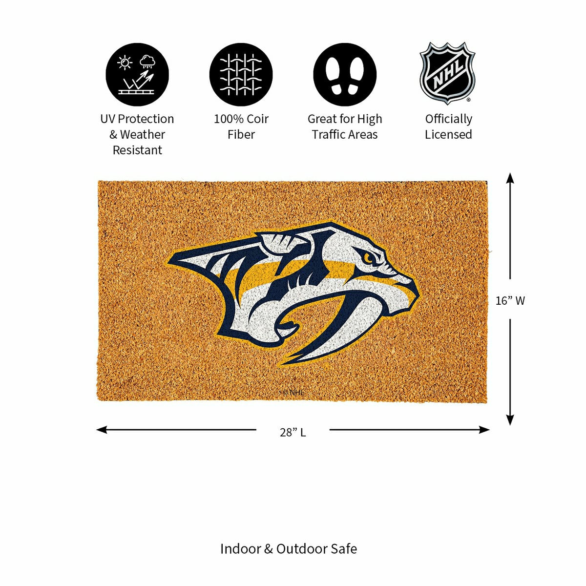 Coir Mat, 16"x28", Nashville Predators - NHL