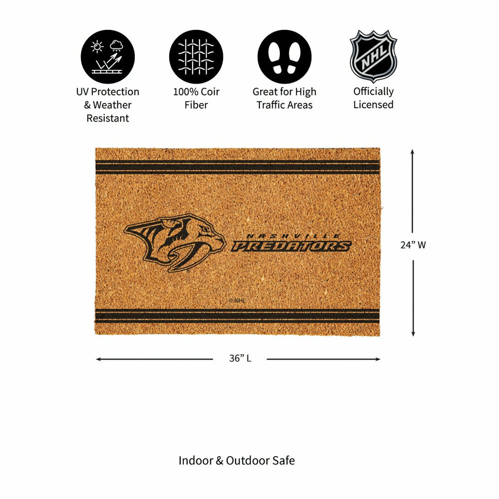 Nashville Predators Large One Color Coir Mat, 36"x24" - NHL