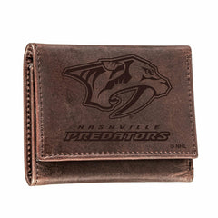 Nashville Predators, Tri-Fold Wallet, Brown, CH, 100% Genuine Leather - NHL Home