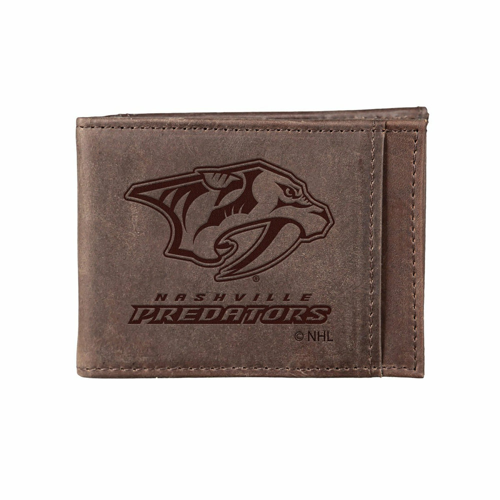 Front Pocket Wallet w/ RFID Blocking, Nashville Predators, Brown - NHL Home