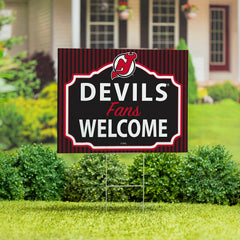 New Jersey Devils Coroplast Yard Sign, "Fans Welcome" - NHL Home
