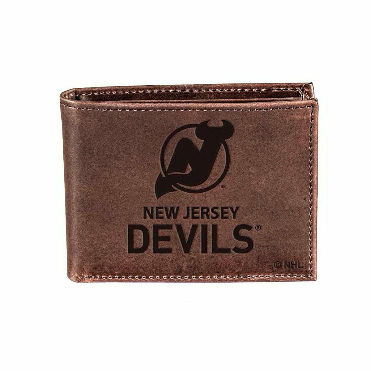 New Jersey Devils, Bi-Fold Wallet, Brown, CH, 100% Genuine Leather - NHL Home
