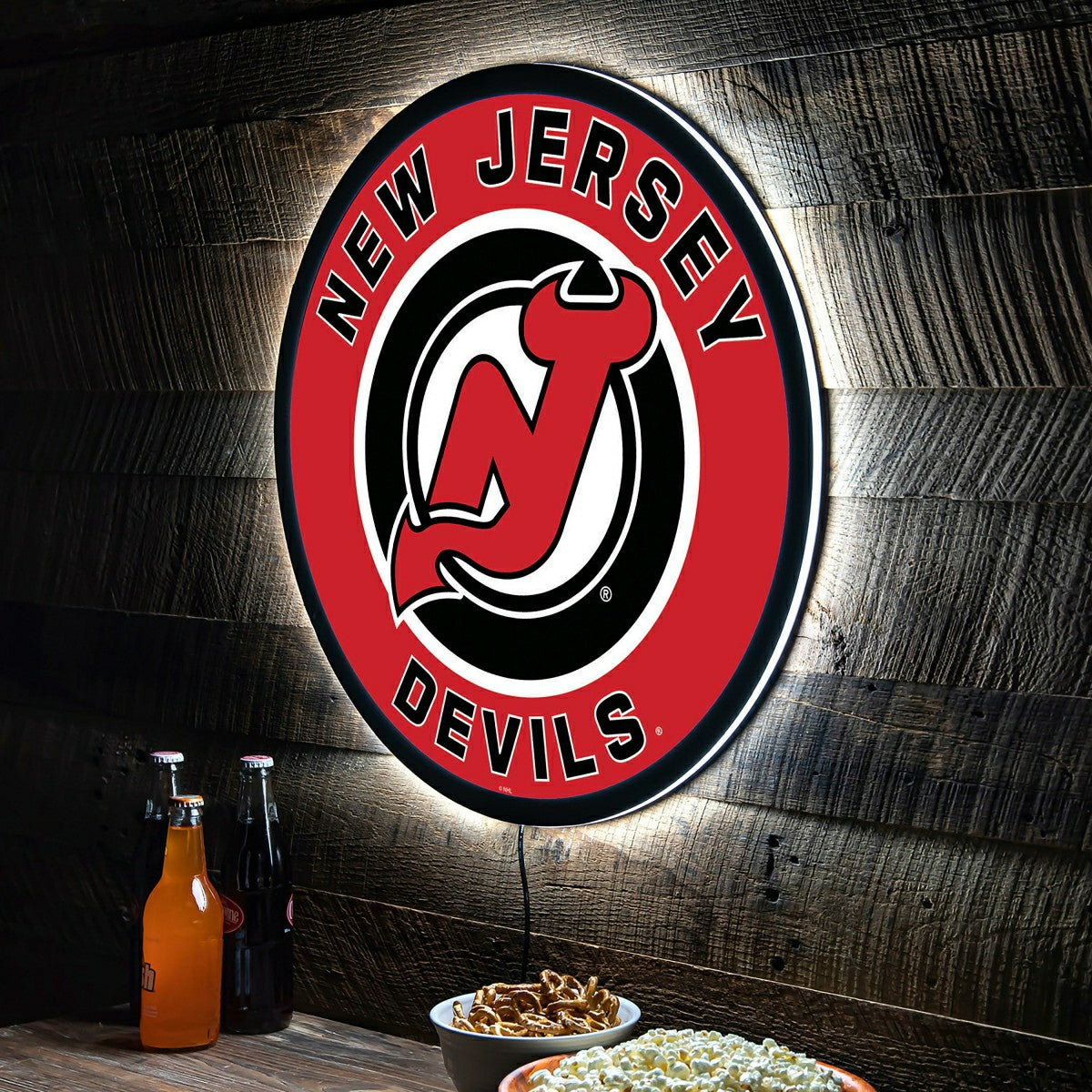 LED Wall Decor, Round, New Jersey Devils - NHL Home