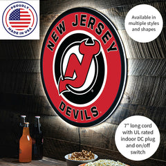LED Wall Decor, Round, New Jersey Devils - NHL Home