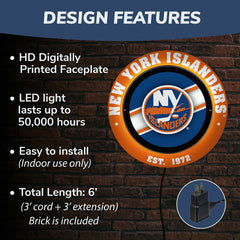 New York Islanders, Metal Lite, Round - NHL