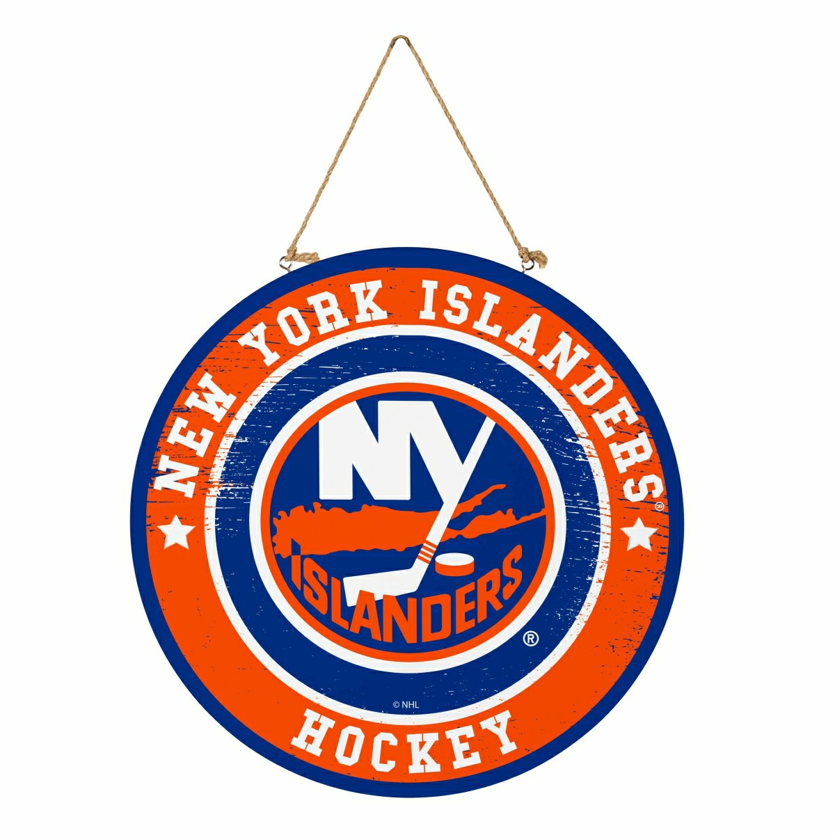 New York Islanders Round Door Décor with Hanging Rope, 18x18 - NHL Home