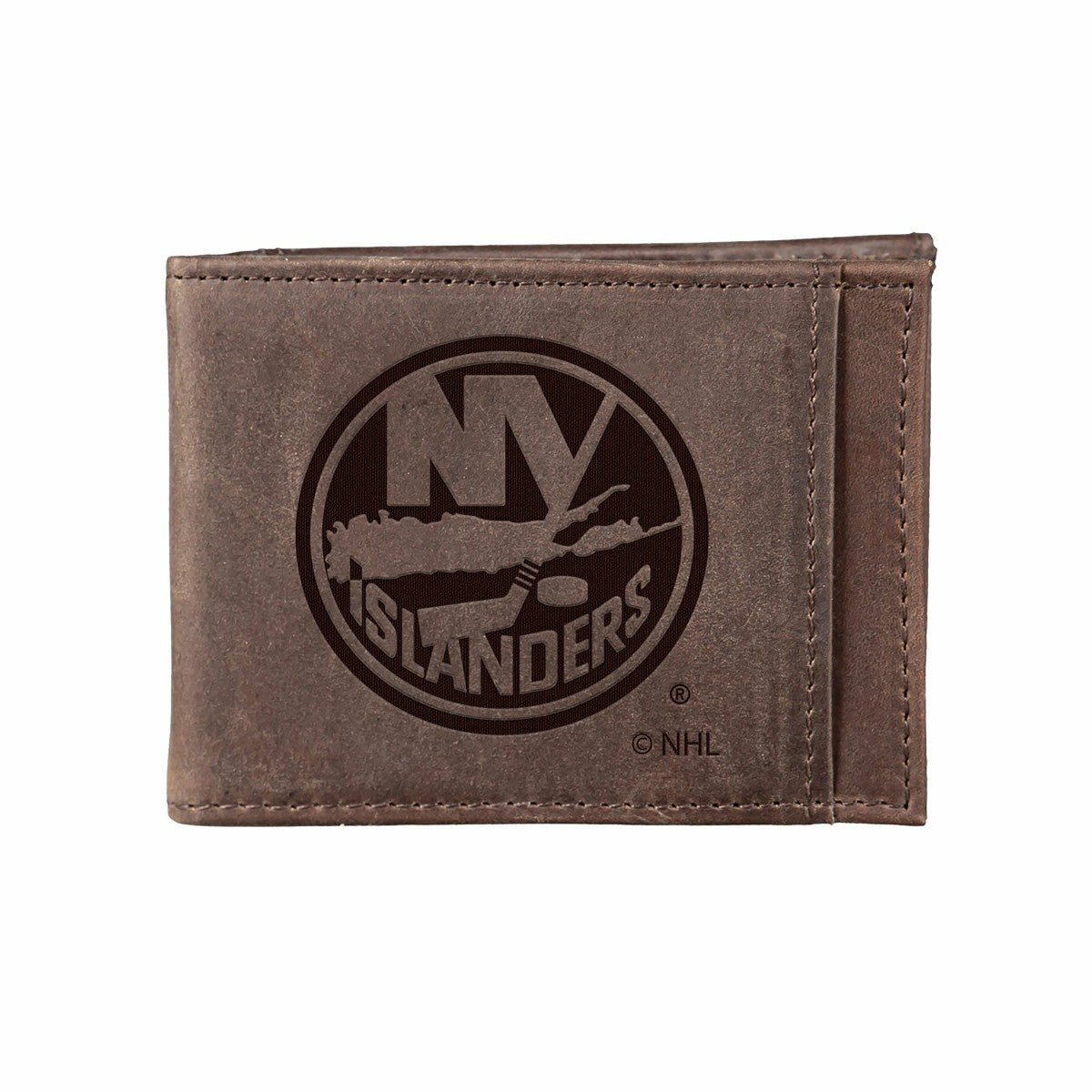 Front Pocket Wallet w/ RFID Blocking, New York Islanders, Brown - NHL Home