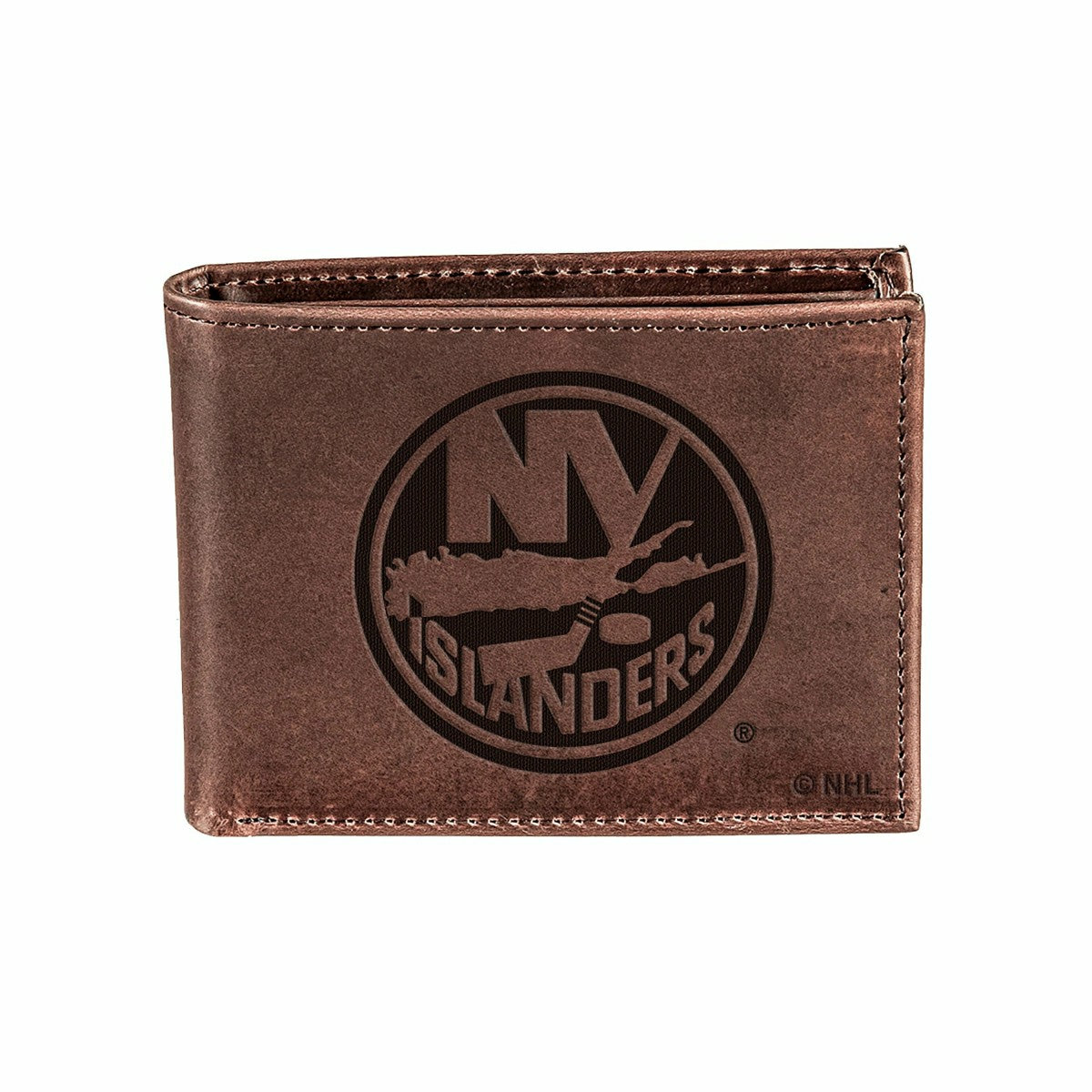 New York Islanders, Bi-Fold Wallet, Brown, CH, 100% Genuine Leather - NHL Home