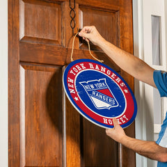 New York Rangers Round Door Décor with Hanging Rope, 18x18 - NHL Home