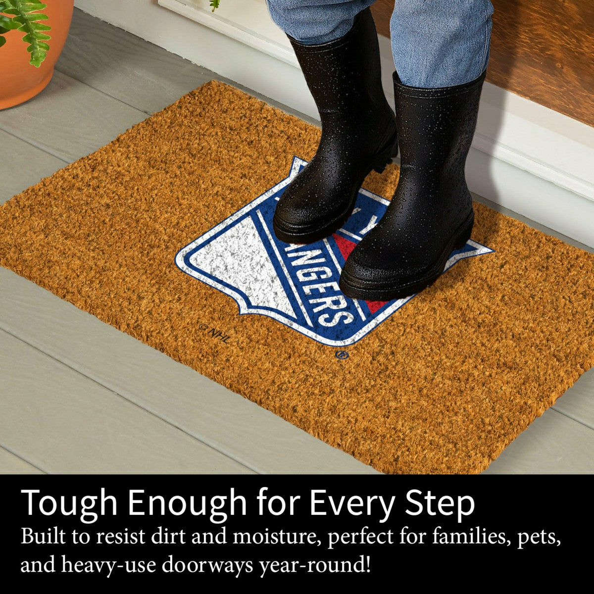 Coir Mat, 16"x28", New York Rangers - NHL