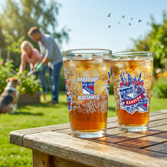 New York Rangers 16oz Glass pint, Set of 2 - NHL Home