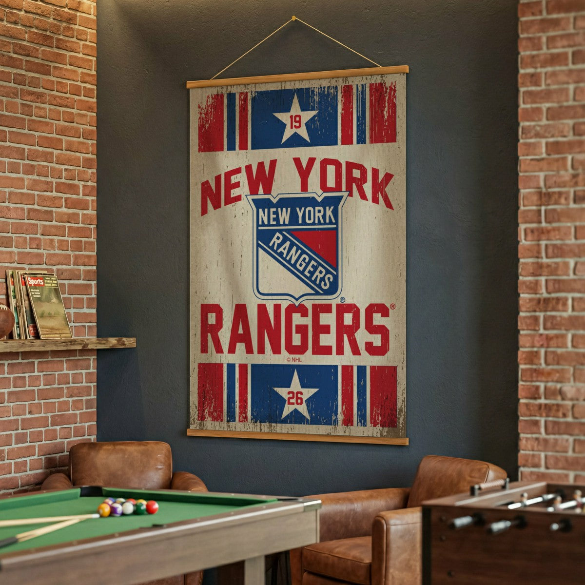 New York Rangers, Canvas Wall Tapestry, Large, 54x36 - NHL Home