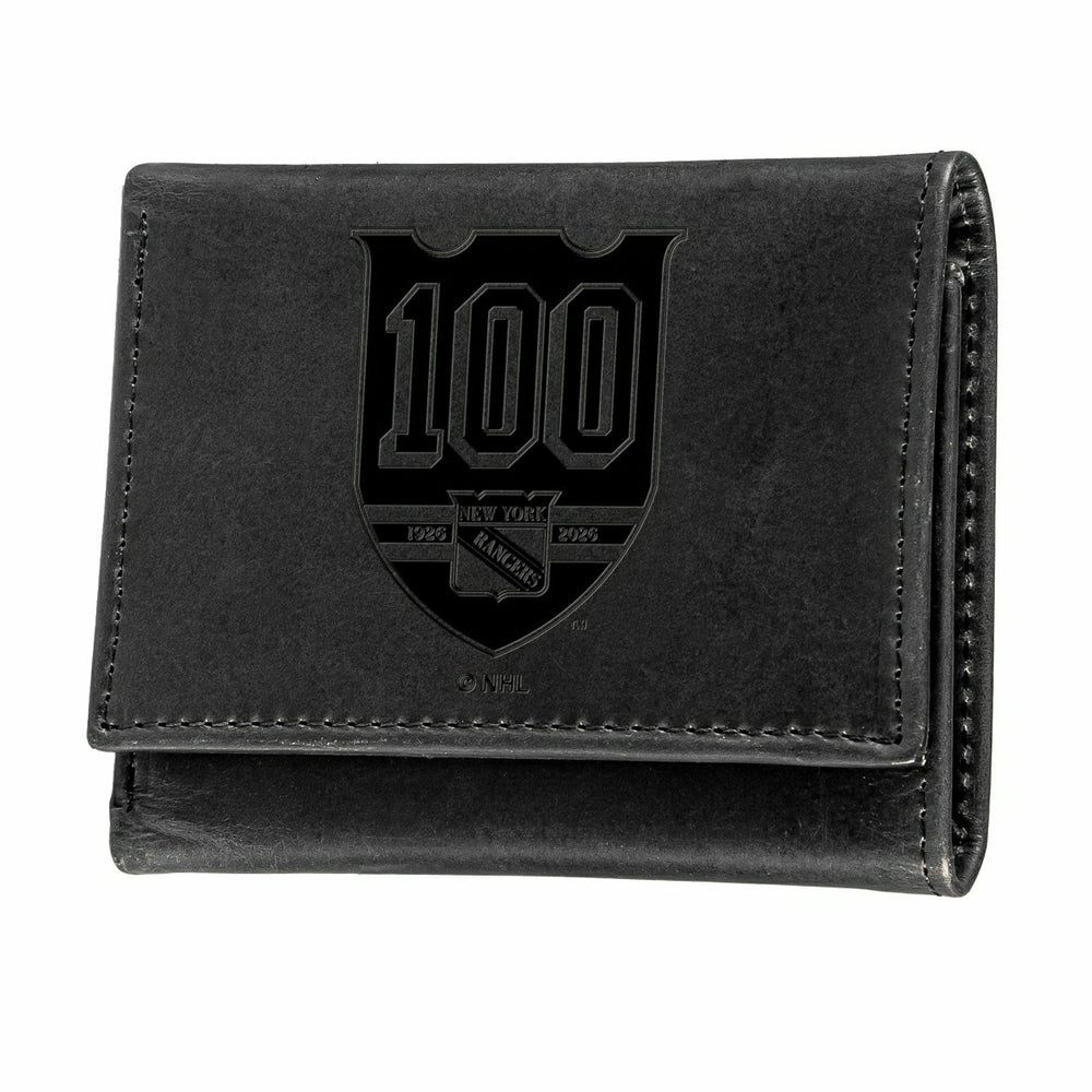 New York Rangers, 100 Anniversary Wallet, Tri-fold, Black - NHL Home