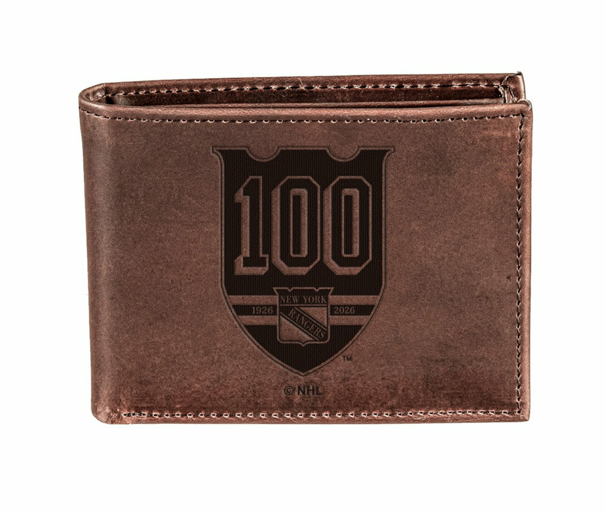 New York Rangers, 100 Anniversary Wallet, Bi-fold, Brown - NHL Home