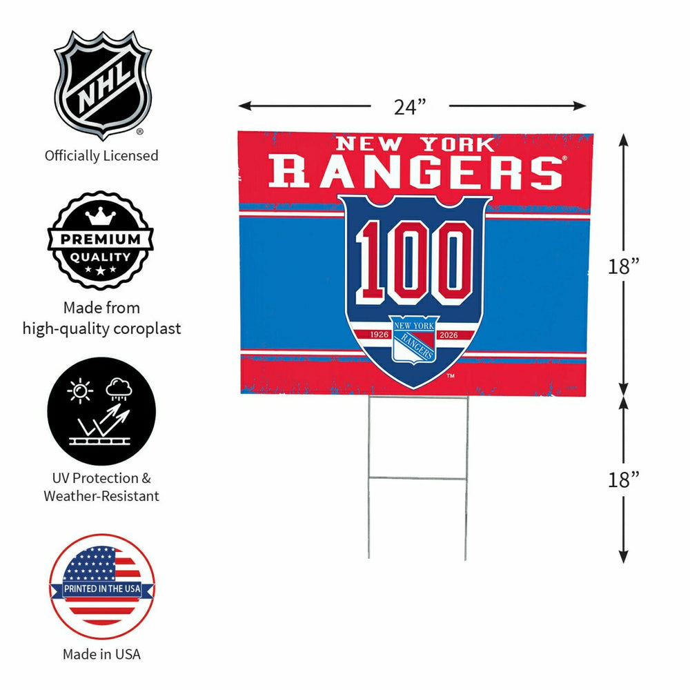 New York Rangers, 100 Anniversary Cororplast Yard Sign - NHL Home