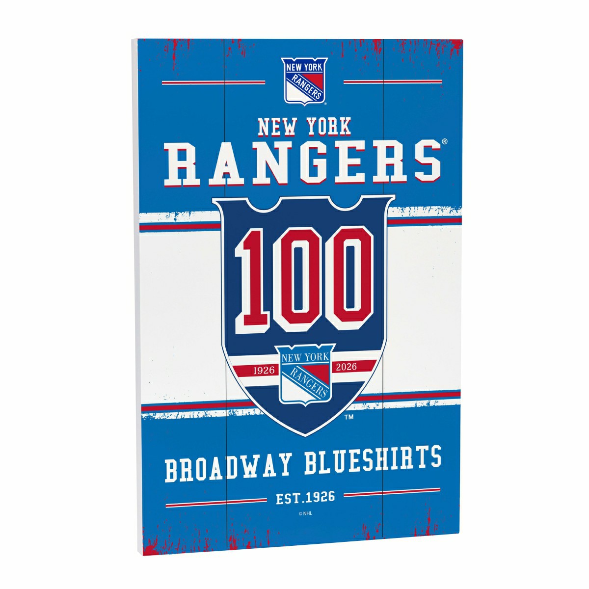 New York Rangers,100 Anniversary Wood Wall Sign, 16x24 - NHL Home