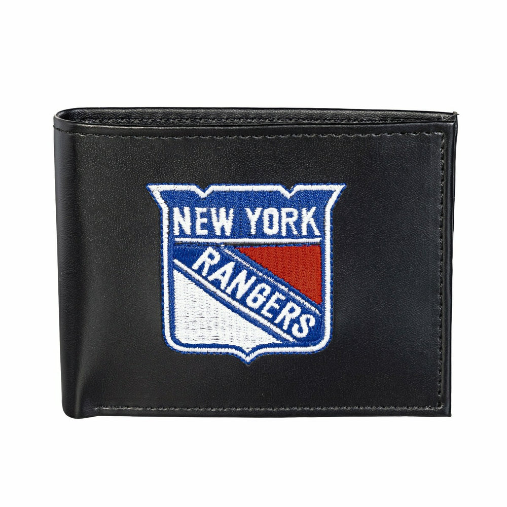 New York Rangers Black Bi-Fold Embroidered Wallet w/ RFID Blocking - NHL Home