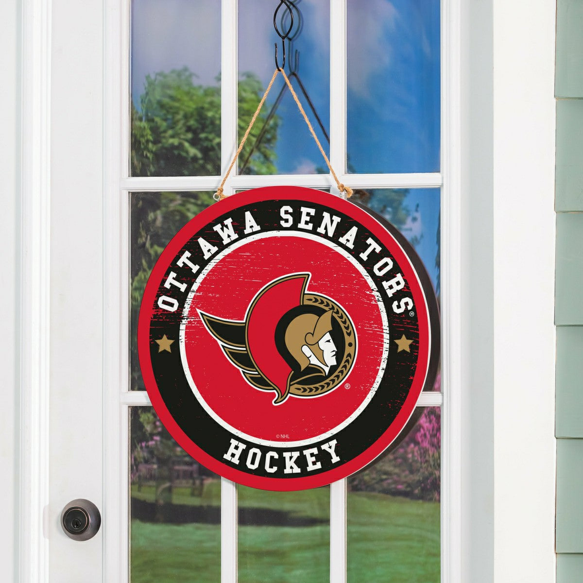 Ottawa Senators Round Door Décor with Hanging Rope, 18x18 - NHL Home