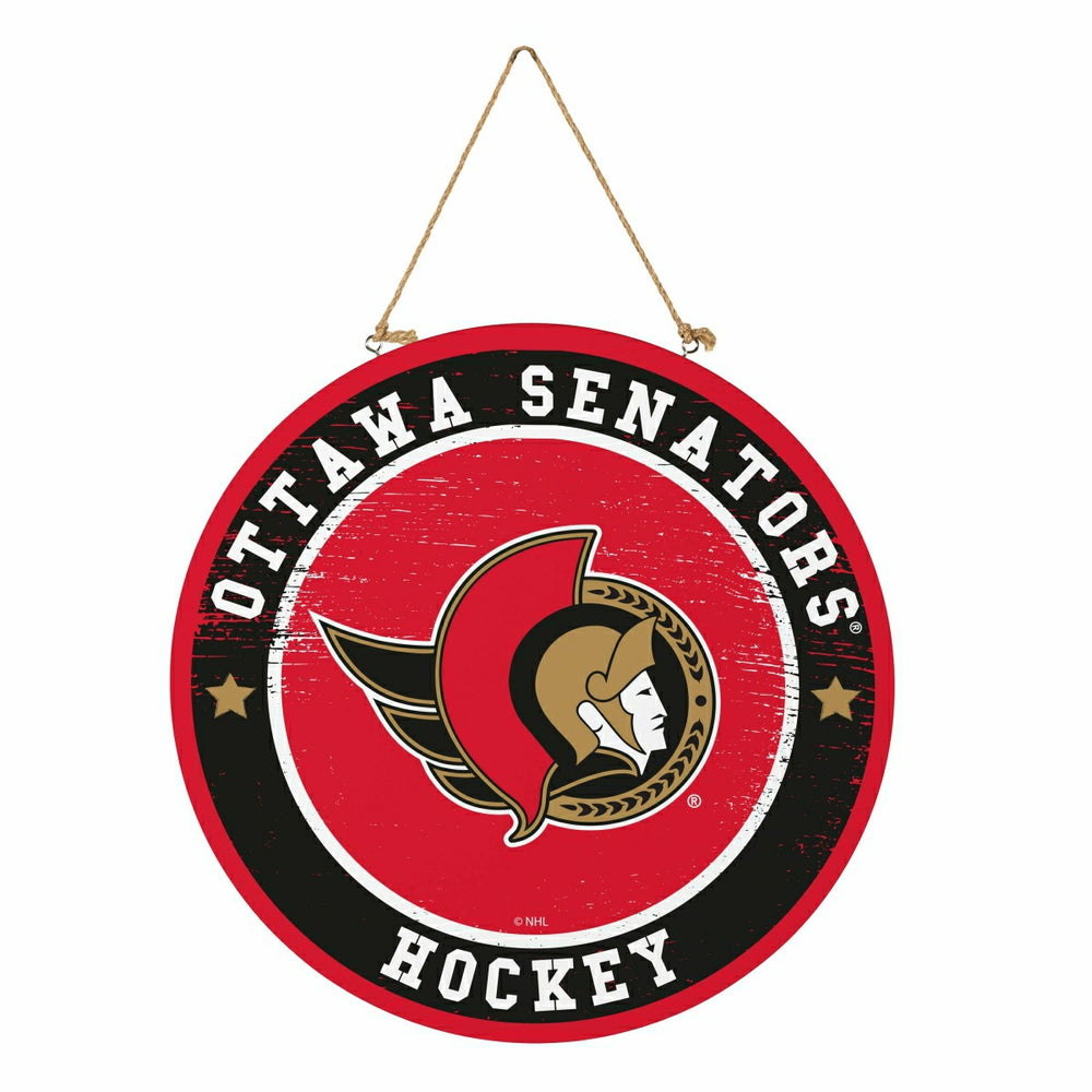 Ottawa Senators Round Door Décor with Hanging Rope, 18x18 - NHL Home