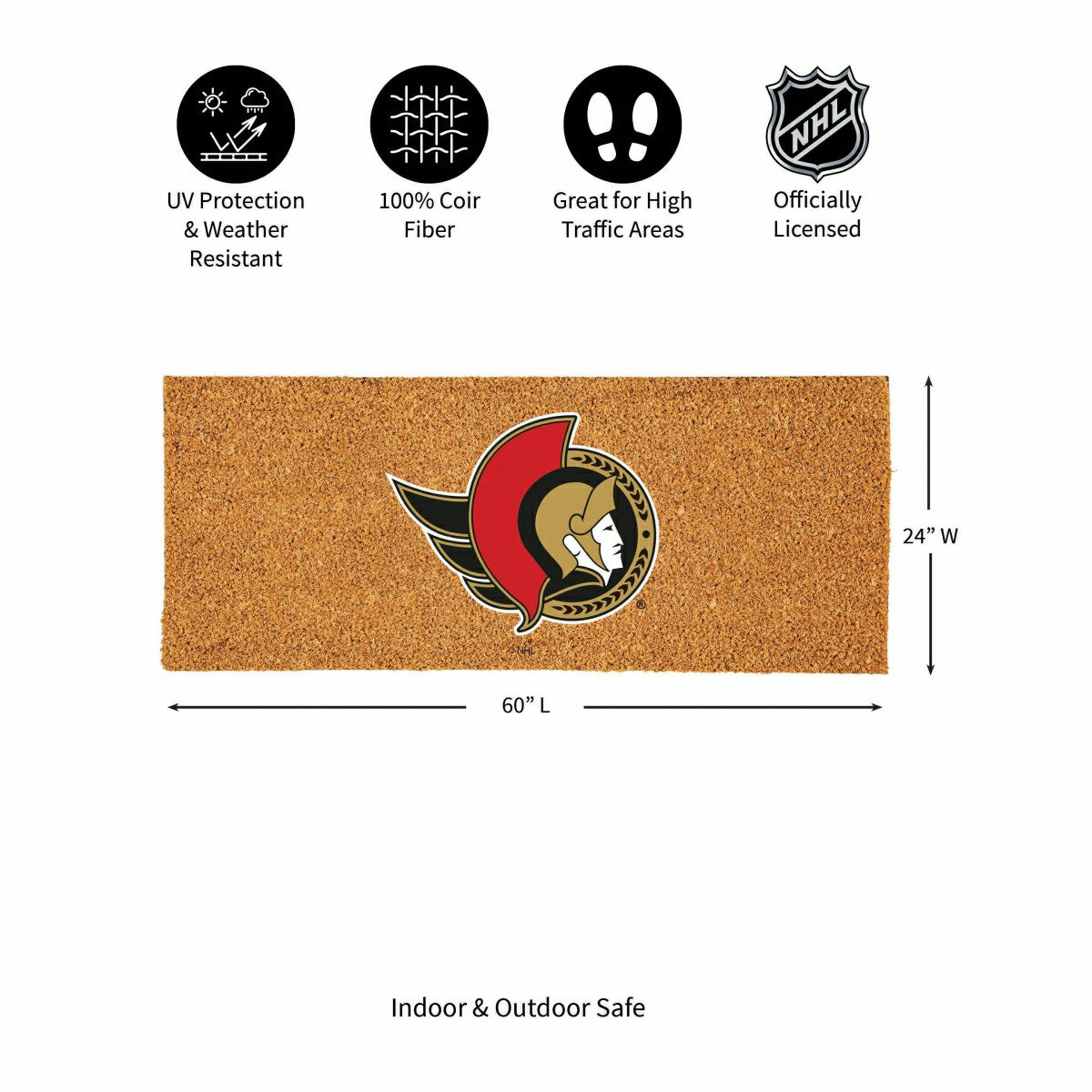 Ottawa Senators Extra Large Full Color Coir Mat, 60"x24" - NHL