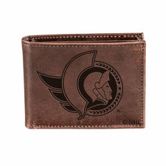 Ottawa Senators, Bi-Fold Wallet, Brown, CH, 100% Genuine Leather - NHL Home