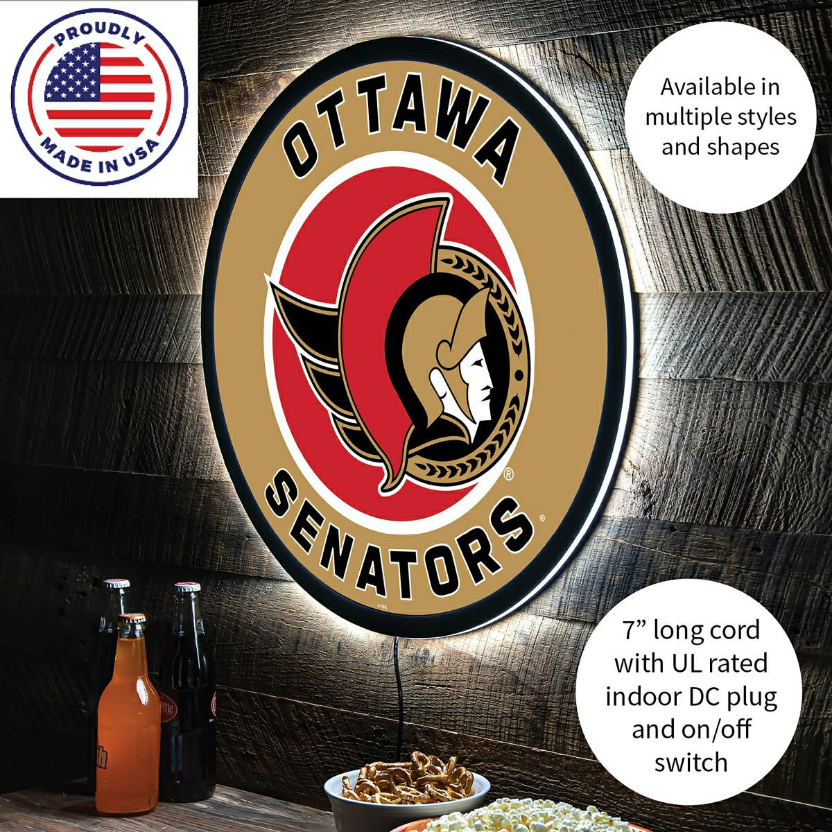 LED Wall Decor, Round, Ottawa Senators - NHL Home