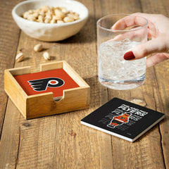 Philadelphia Flyers Ceramic Coasters Set, 4pcs with Wood Caddy - NHL Home