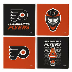 Philadelphia Flyers Ceramic Coasters Set, 4pcs with Wood Caddy - NHL Home
