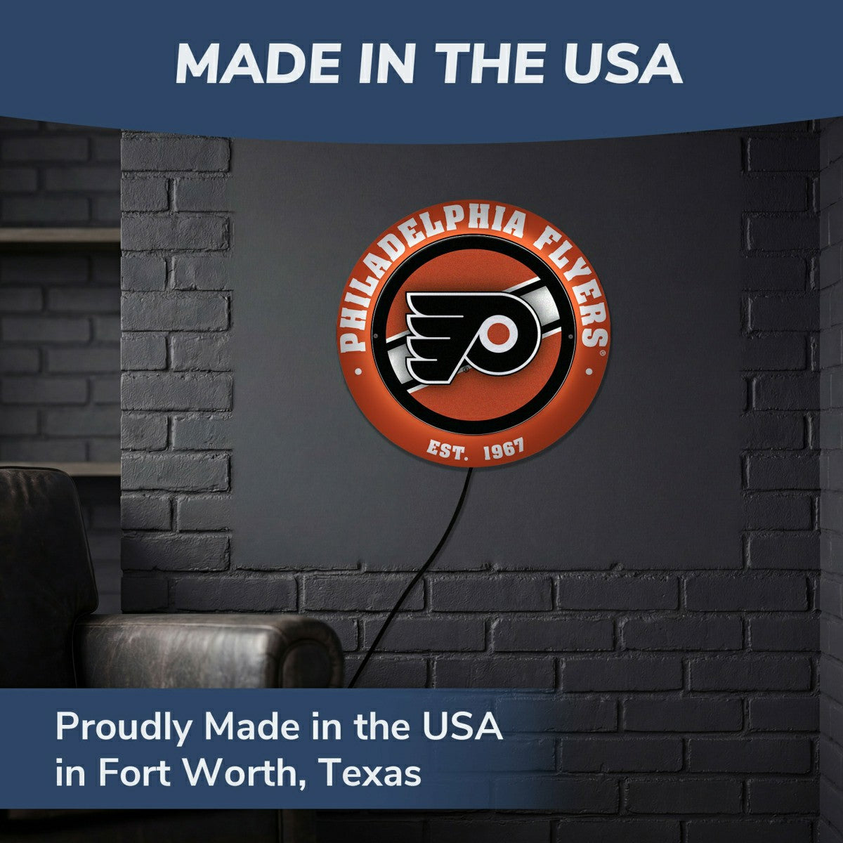 Philadelphia Flyers, Metal Lite, Round - NHL