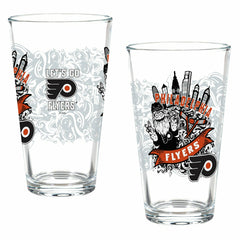 Philadelphia Flyers 16oz Glass pint, Set of 2 - NHL Home