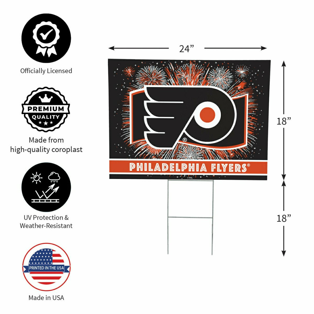 Philadelphia Flyers Yard Sign, Patriotic - NHL Home