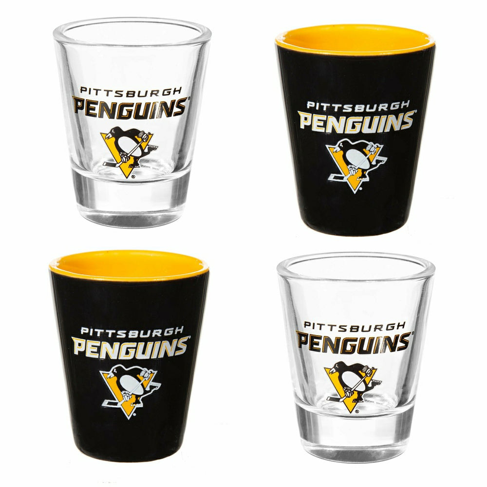 Pittsburgh Penguins 4-Piece Ceramic and Glass 2oz. Shot Glass Set - NHL Home